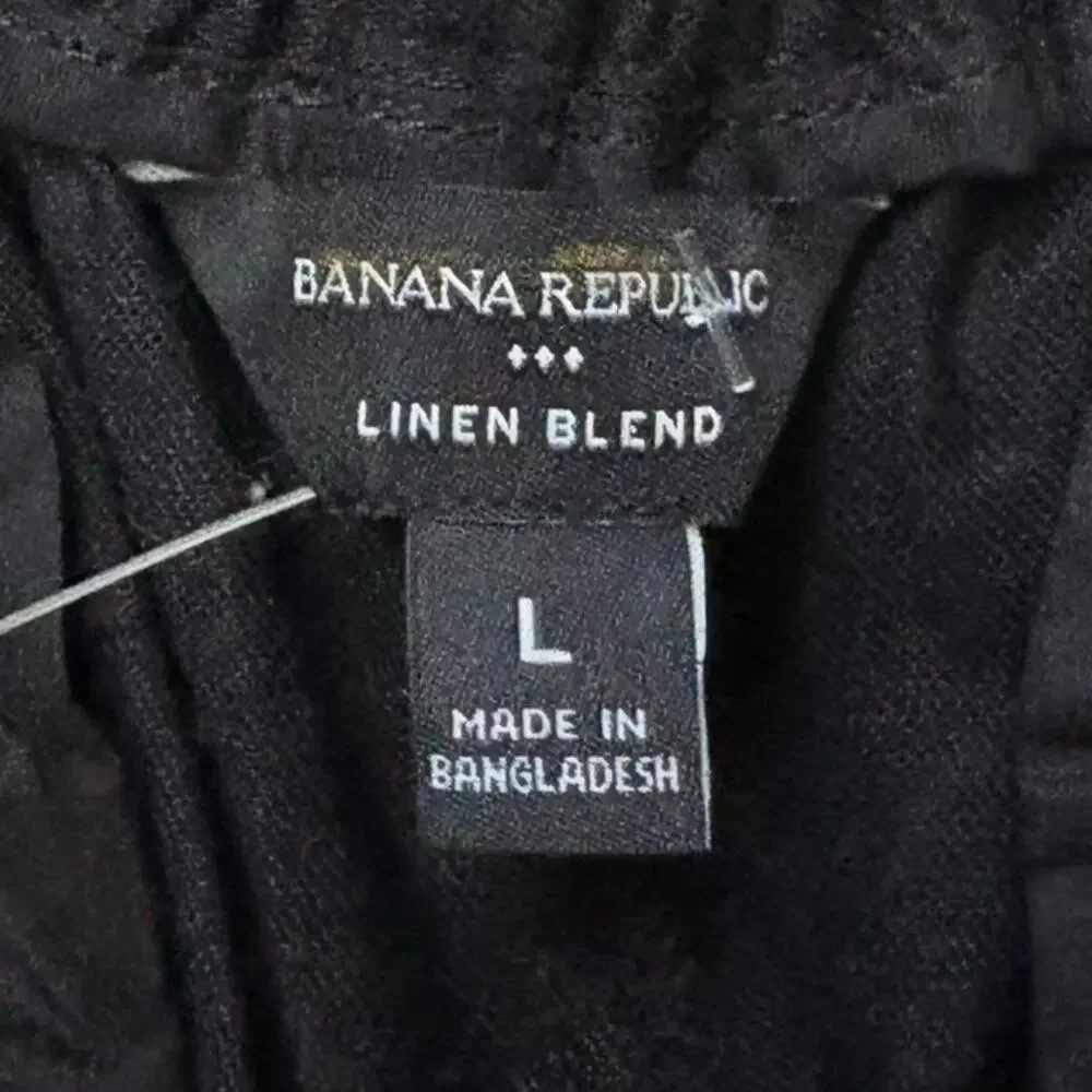 Banana Republic Linen Blend High Rise Wide Leg Cropped Pants Black Size L Career